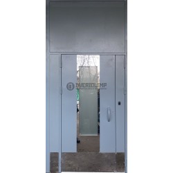 Дверь металлическая подъездная входная-двухстворчатая с верхней вставкой МКД-Олимп-03/30К